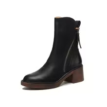 Gabriel | Botines negros de cuero con tacón cómodo, elegantes y atemporales.